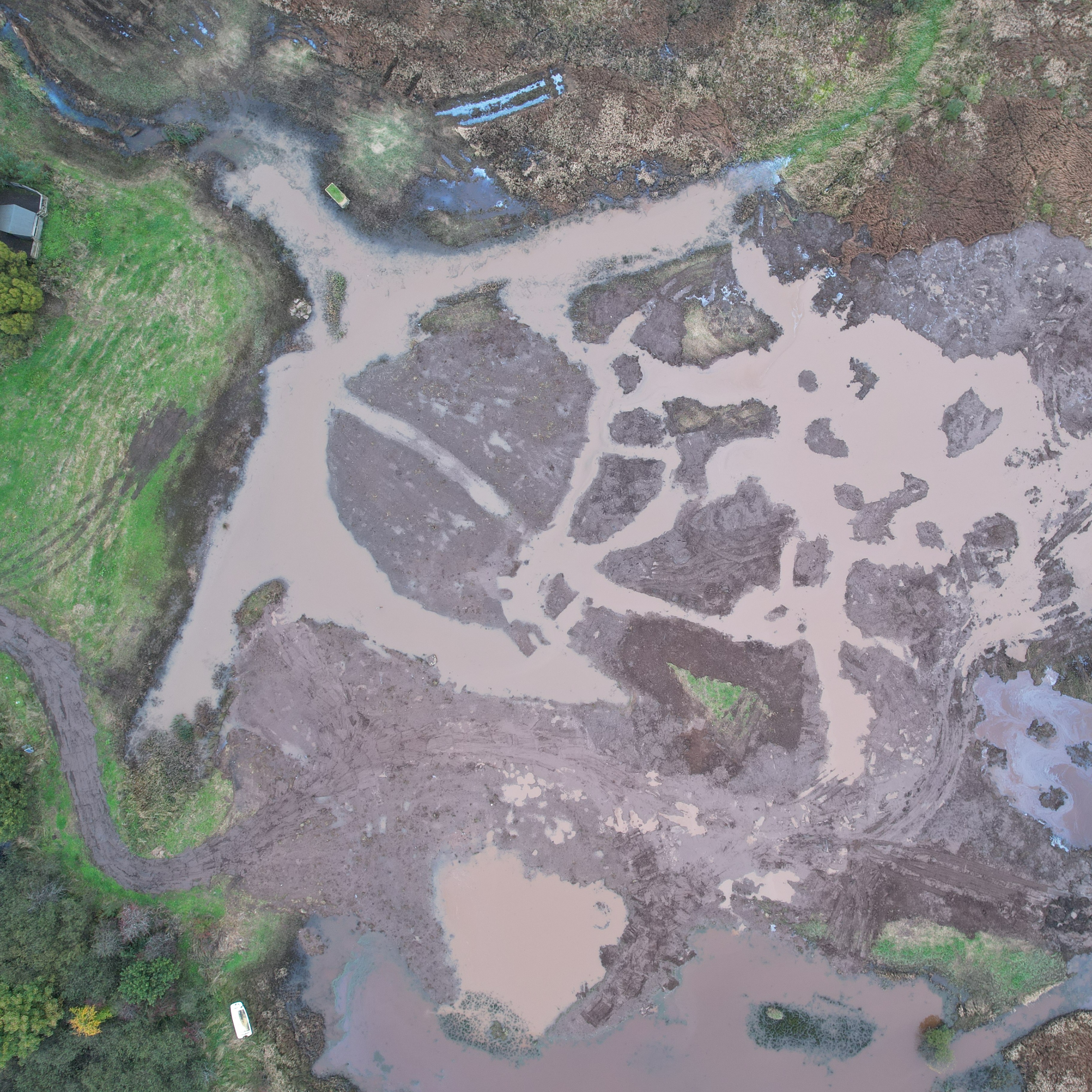 Aerial view of the mud creating scrapes